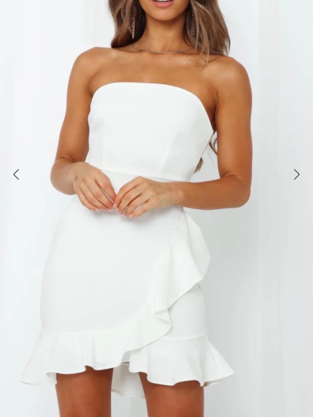 NWT Hello Molly White Strapless Ruffle Dress Sz S - Picture 3 of 7